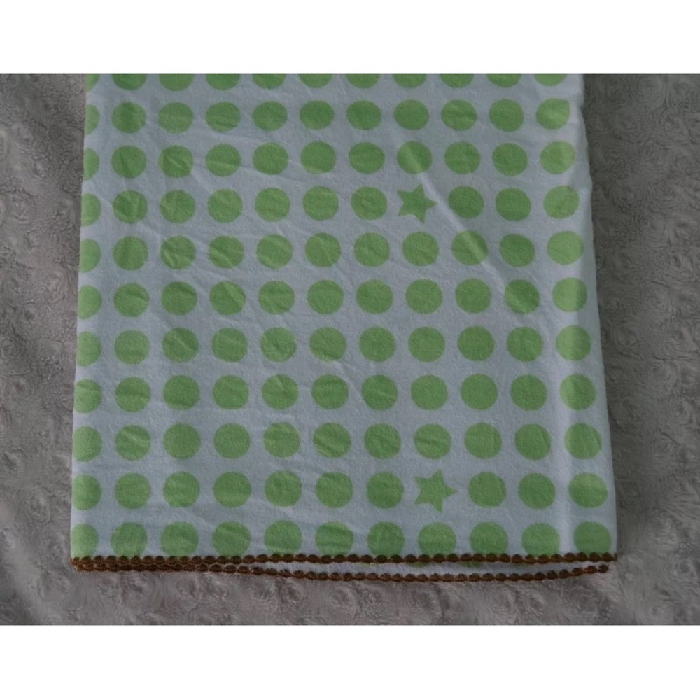Swaddle Designs Baby Blanket Green White Polka Dot Circle Star Flannel Brown